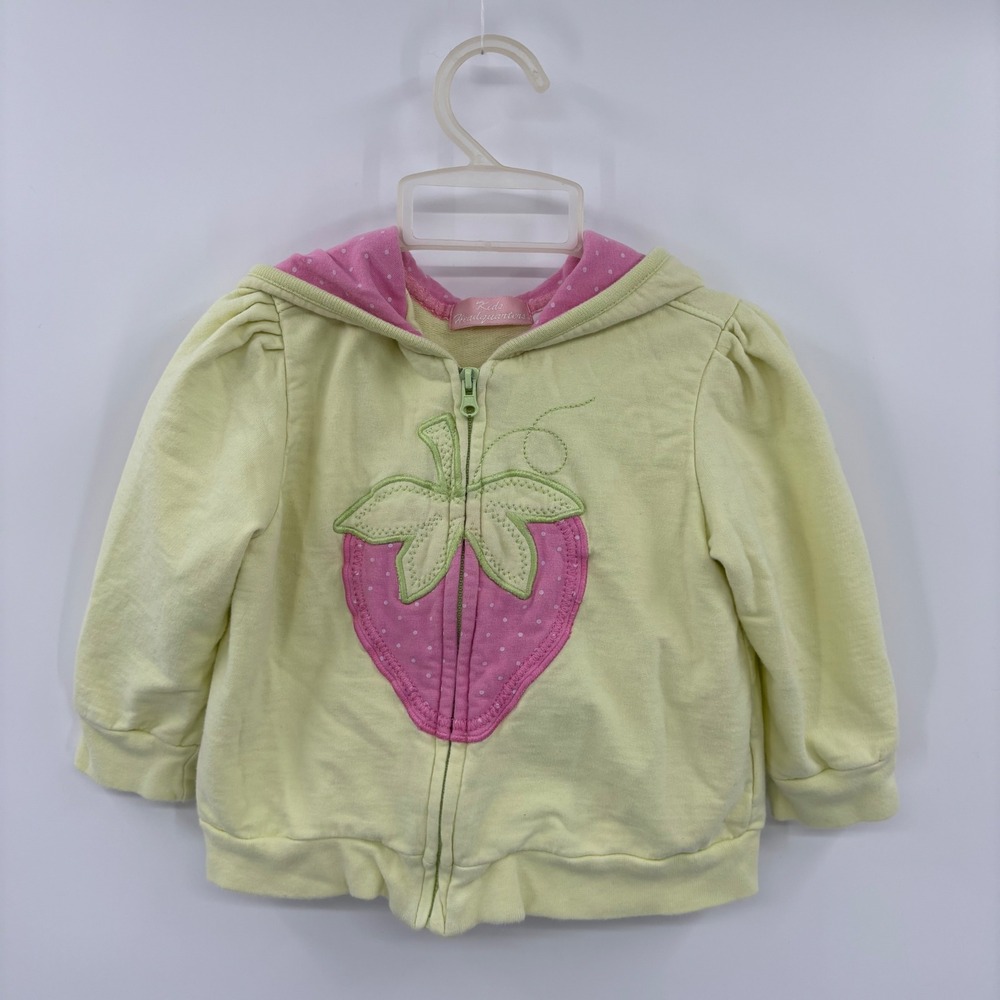 Kids Headquarters Strawberry Hoodie Kids 3T Yellow Pink Zip Up Fruit Cottagecore